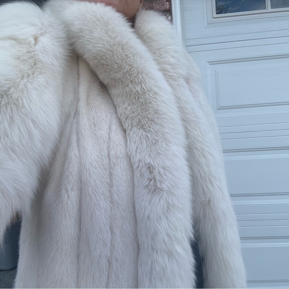 Vintage white fox real fur coat stunning mink body fits a size 8 sm/med - Picture 11 of 15